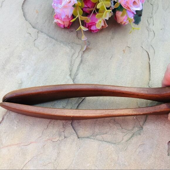 Vintage Hardwood Spoon Fork Salad Serving Decorative Utensil Set - Picture 12 of 13